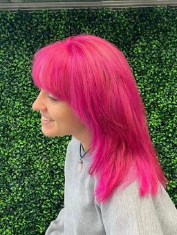 Pink Color in a Woman's Hair